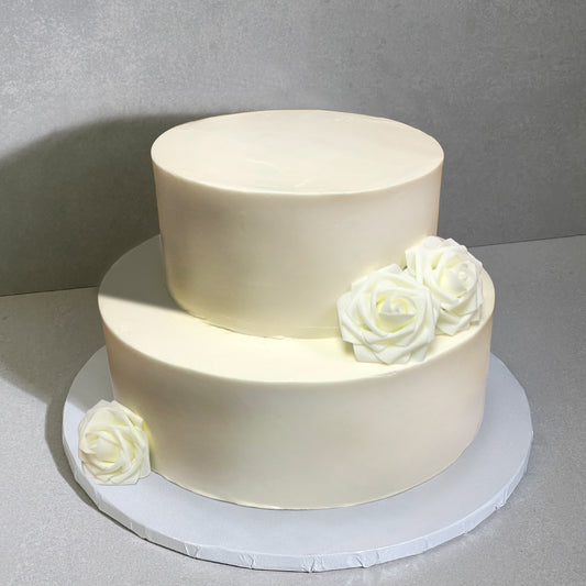 E10. Clean Icing Flower Tier Cake